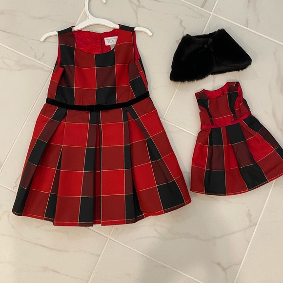 The Children's Place Other - The Children’s Place 3T Girl NWOT Holiday Dress w/ matching Doll Dress w/Shawl